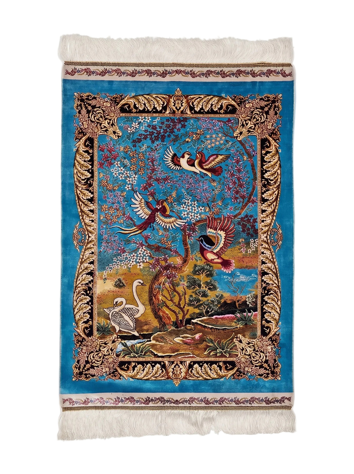 Elämänpuu-aiheinen silkki-matto 60 X 90 cm