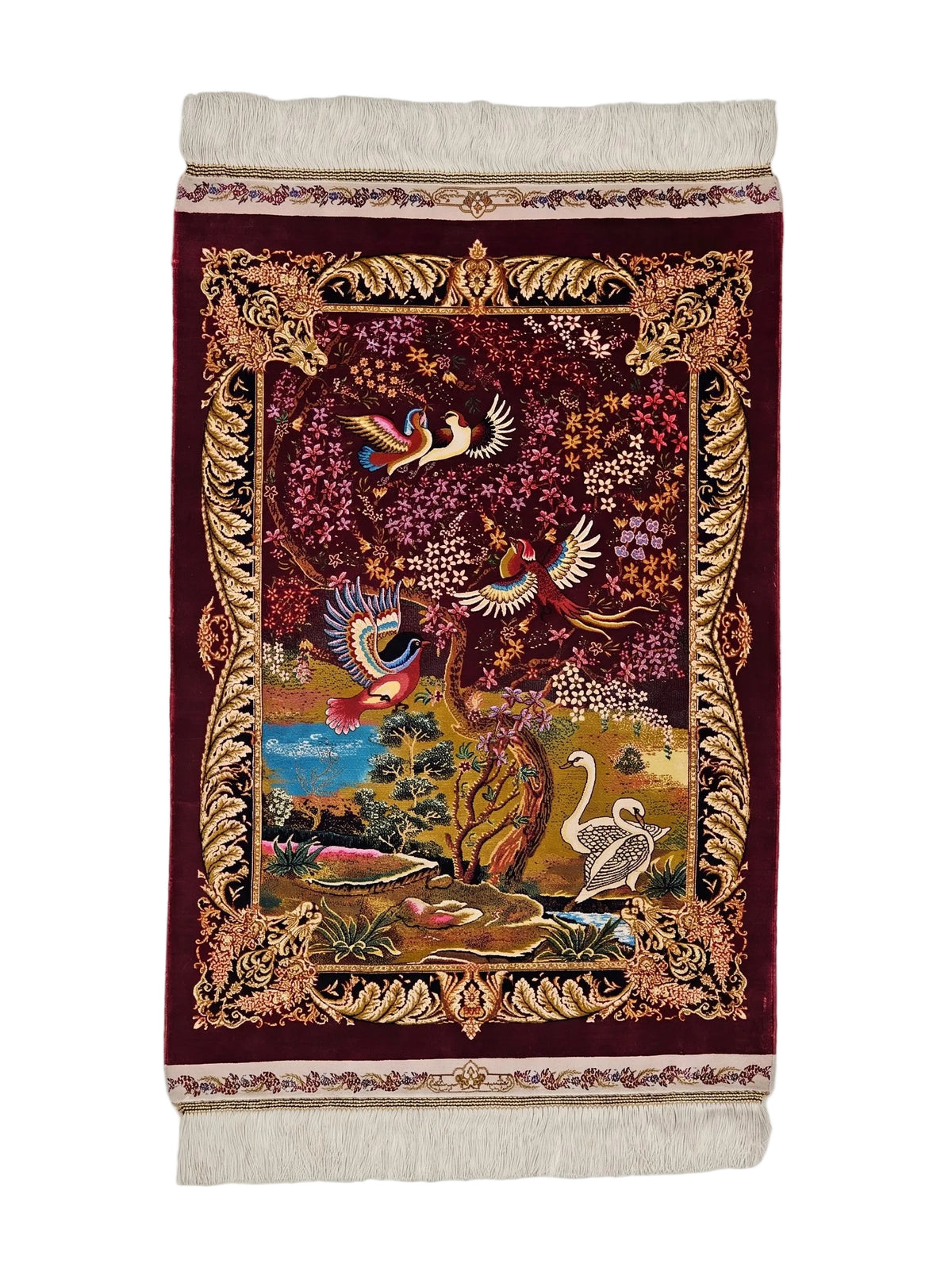 Elämänpuu-aiheinen silkki-matto 60 X 90 cm