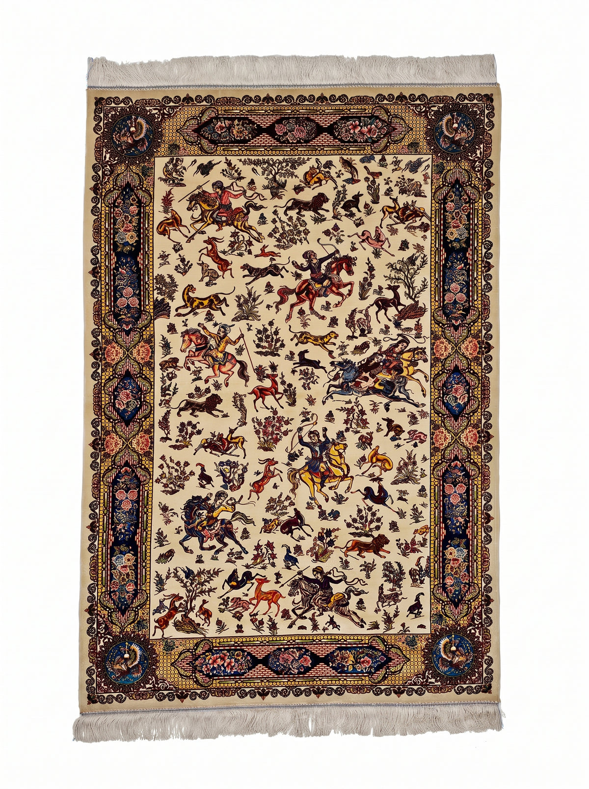 Metsästysaiheinen silkki-matto 120 X 180 cm