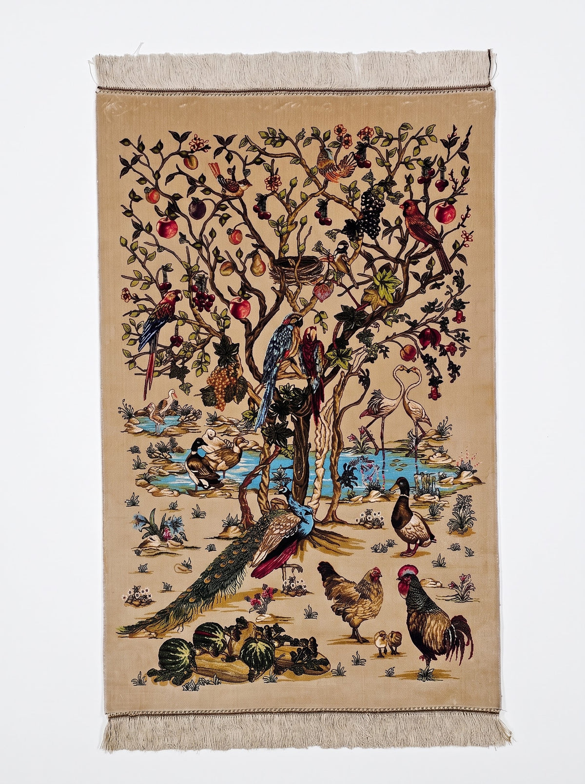 Elämänpuu-aiheinen silkki-matto 80 X 120 cm