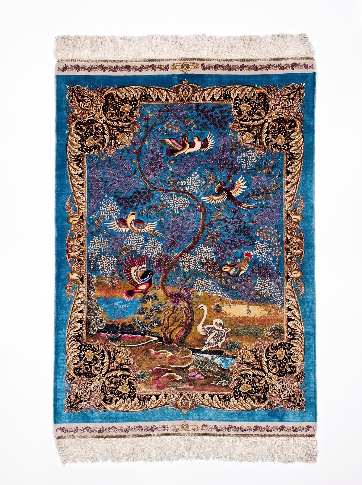 Elämänpuu-aiheinen silkki-matto 80 X 120 cm